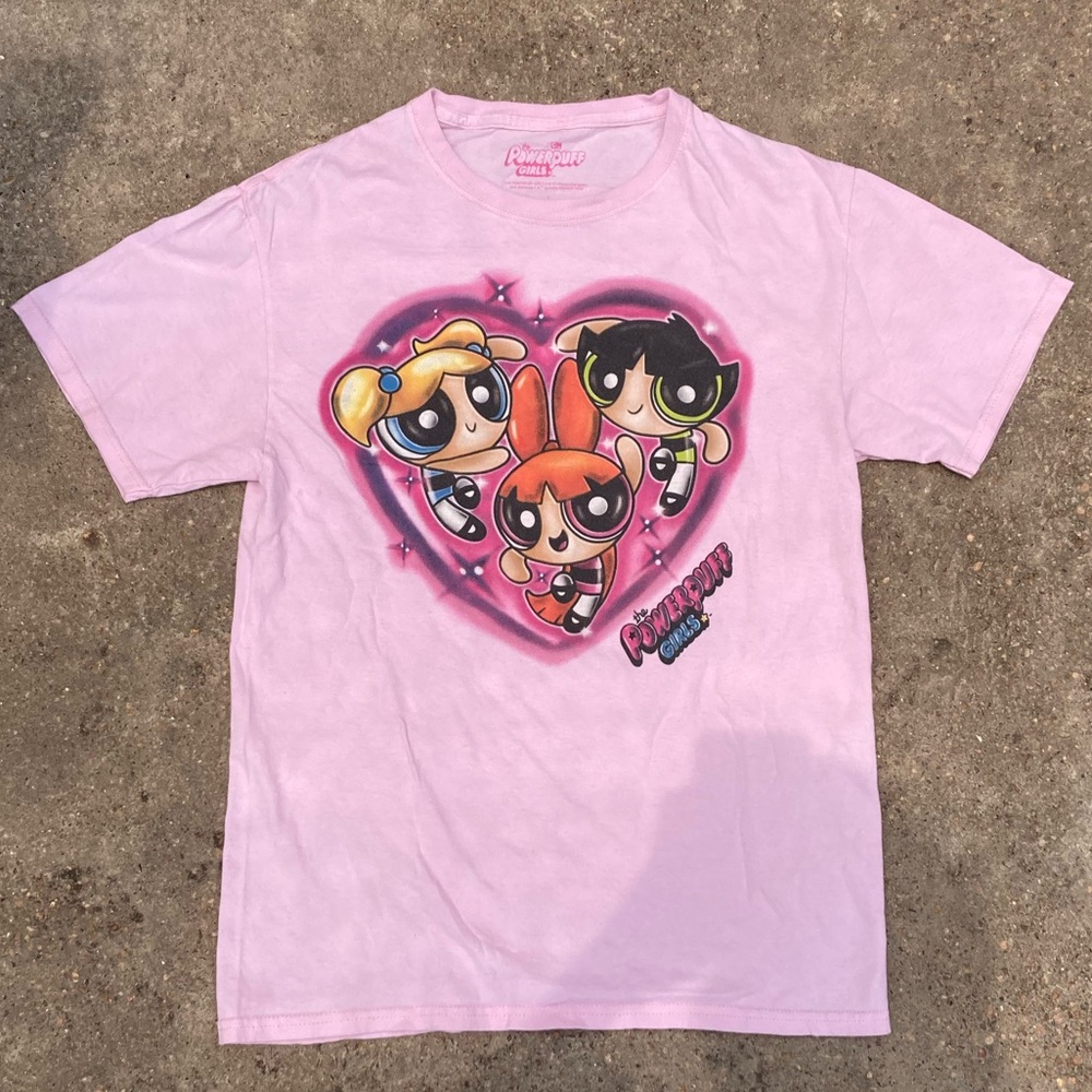 Pink powerpuff girls airbrush style t shirt.